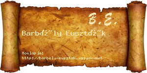 Barbély Euszták névjegykártya